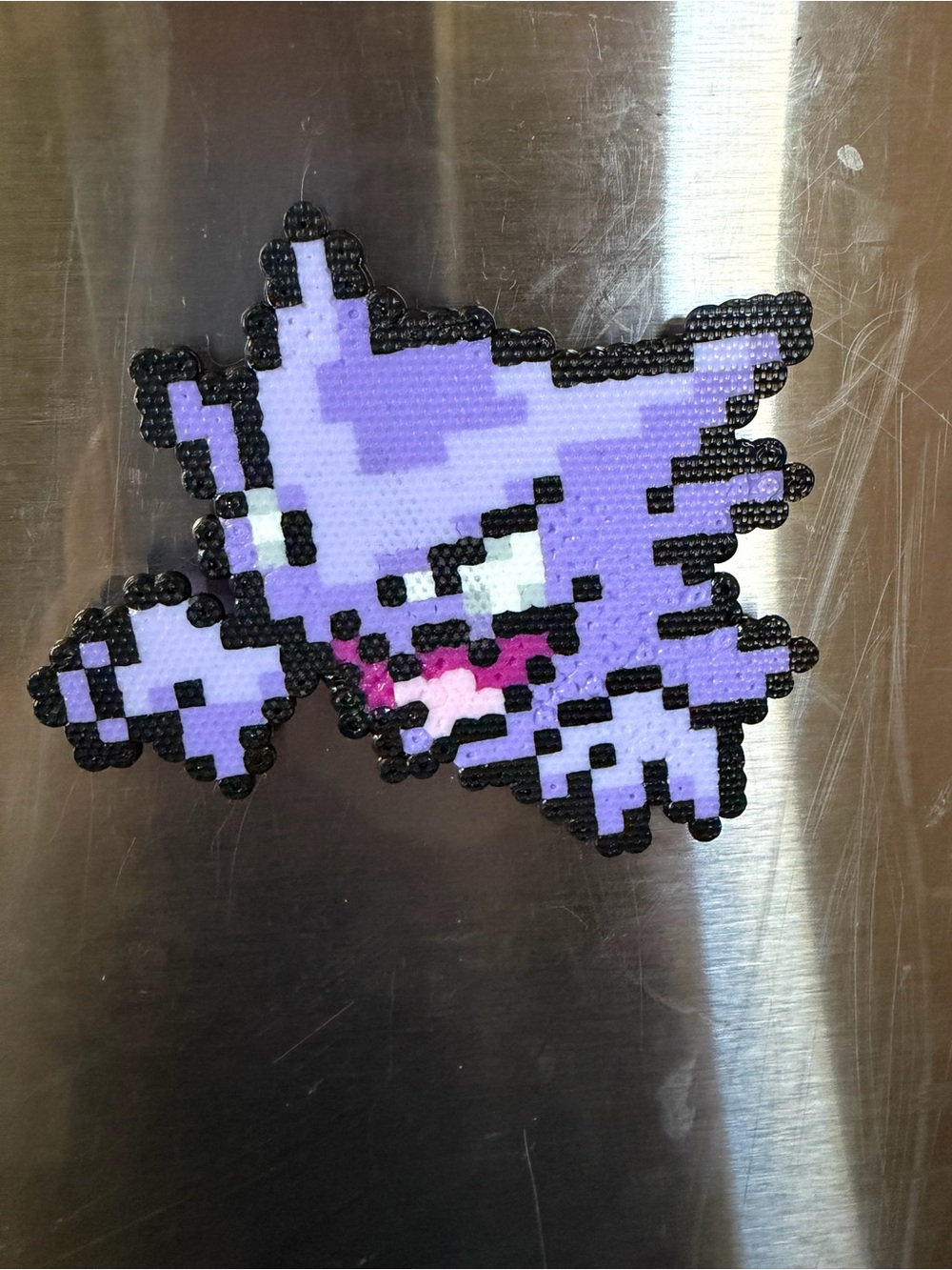 Pokemon Haunter Perler Bead Magnet in Purple, Black, White, Pink